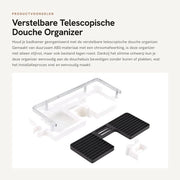Organizzatore per la doccia - Raccoglitore - Adattabile - Maniglione per la doccia - Organizzatore per la camera da bagno - Senza foratura - Materiale ABS duraturo - 30x12cm