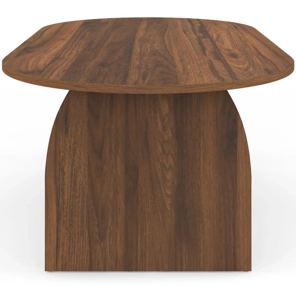 IDMarket - Tavolino japandi ovale EDITH da 110 cm in legno effetto noce