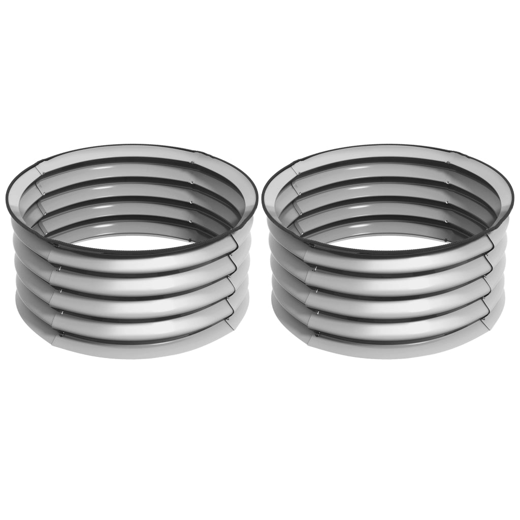Letti per Orto Rialzati Set 2 Pezzi ¨C zephmum ¨C Acciaio, Argento, ?60x30cm