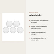 Macchina per caffè a filtro - 5 pezzi di filtro in acciaio inossidabile - Filtro a persiana francese - Facile da pulire - Diametro 6,5 cm - Peso 8 g