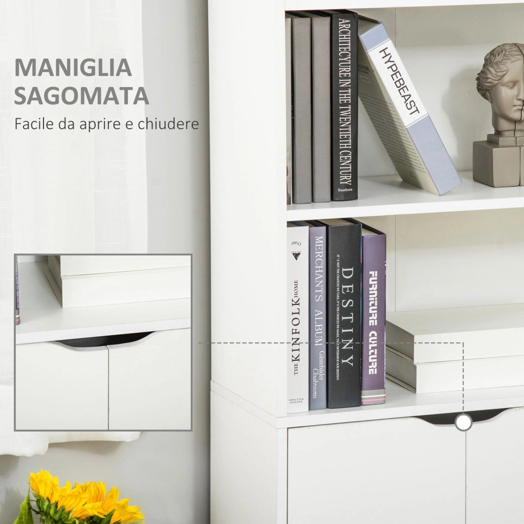 Libreria 4 Ripiani con Ante ¨C zephmum ¨C 59x29x180 Bianco Legno