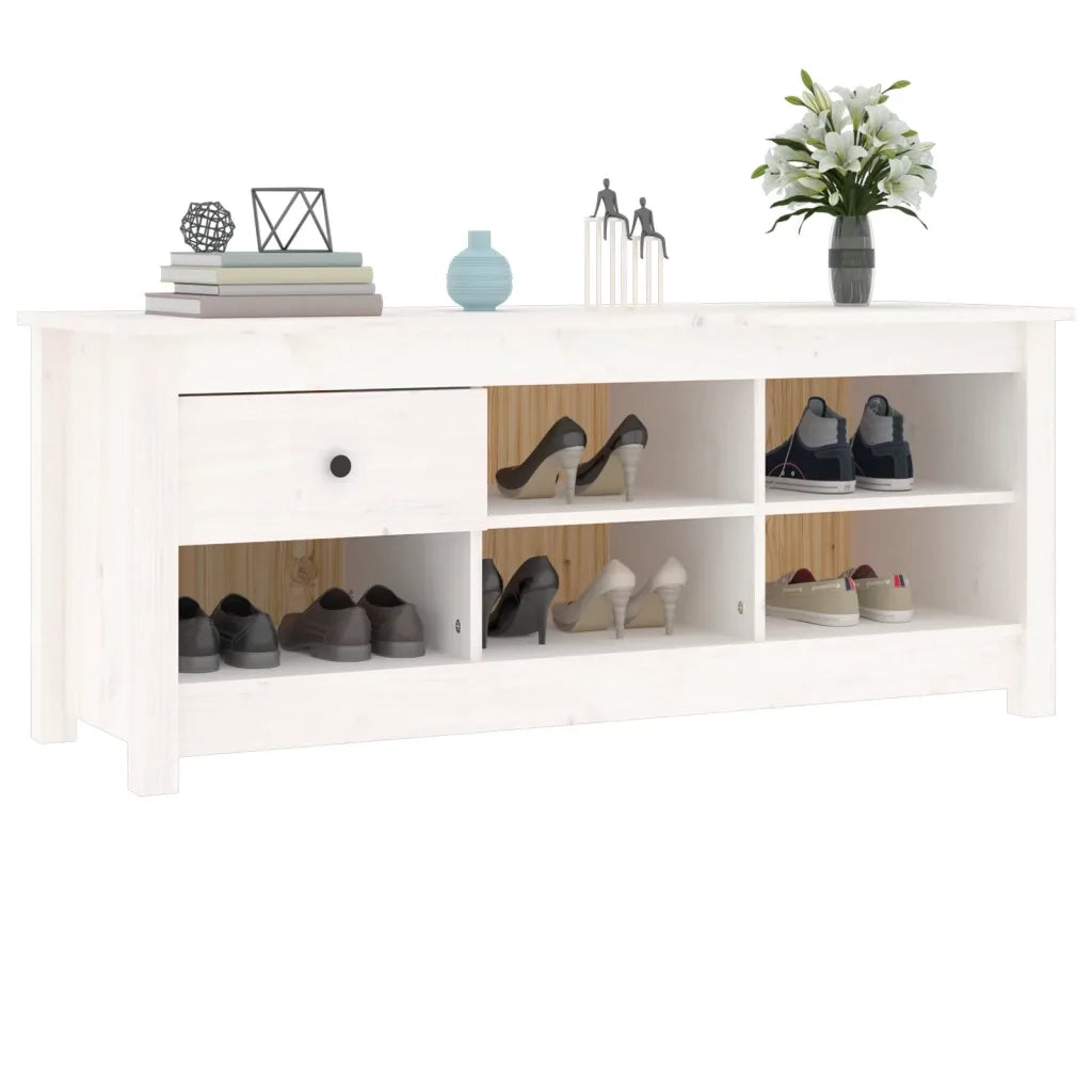 Scarpiera | Mobile per scarpe Bianca 110x38x45,5 cm in Legno Massello di Pino
