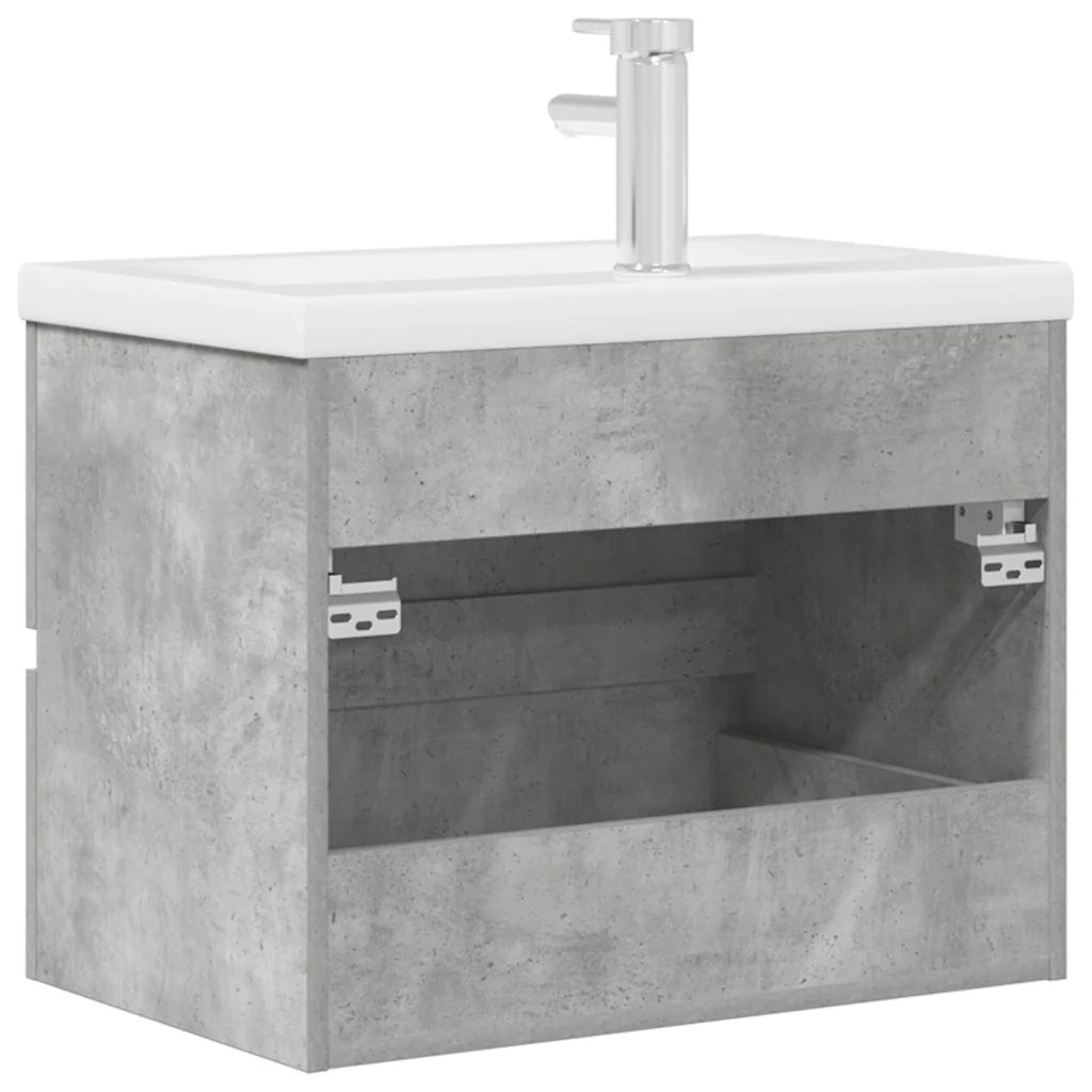 Set Mobili da Bagno | Armadio da bagno 2 pz Grigio Cemento in Legno Multistrato