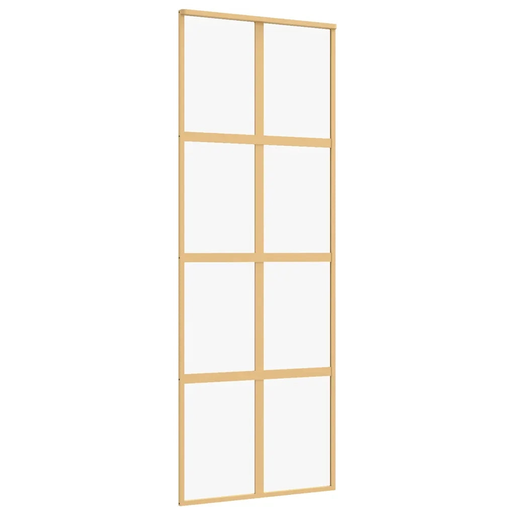 Porta Scorrevole Dorata 76x205 Vetro Trasparente ESG Alluminio 155184