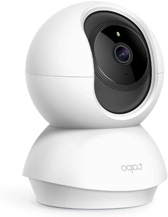 Camera Indoor WiFi 2K con 360° di rotazione, risoluzione 3M, audio bidirezionale, visibilità notturna fino a 9m, rilevamento movimenti, memoria SD fino a 256 GB, compatibile con Alexa e Google.
