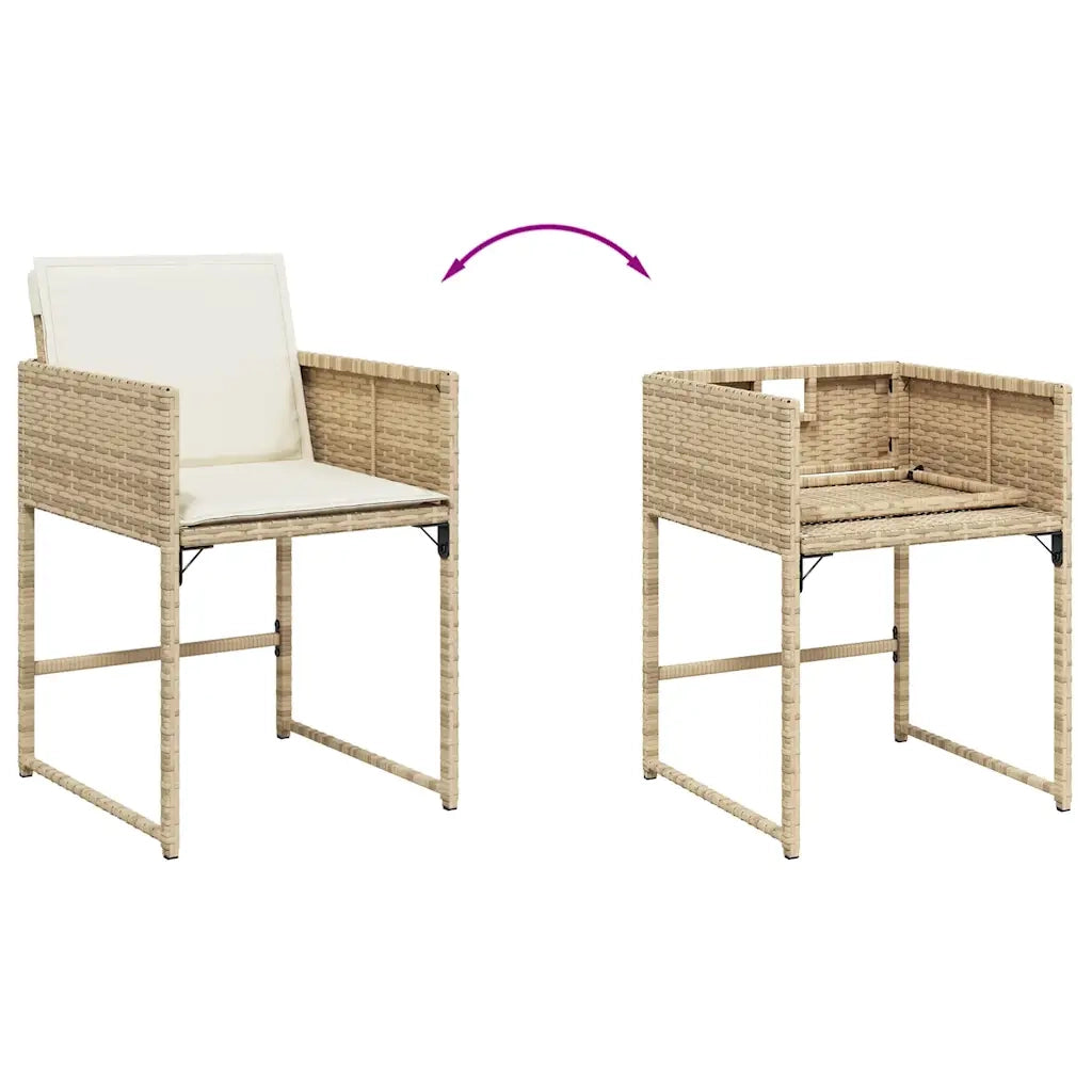 Set da Pranzo da Giardino 13 pz con Cuscini Beige in Polyrattan 3278169