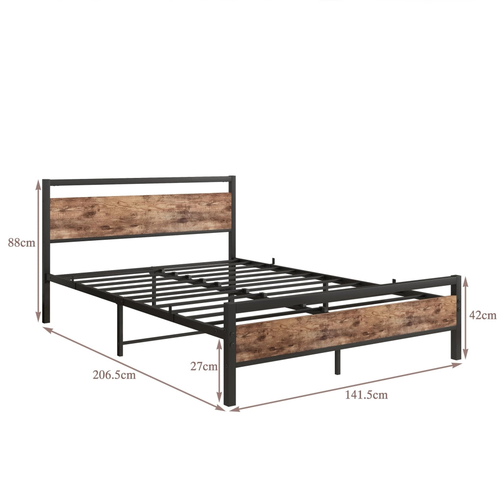 LETTO 140x200 cm in MDF e metallo, colore marrone antico
