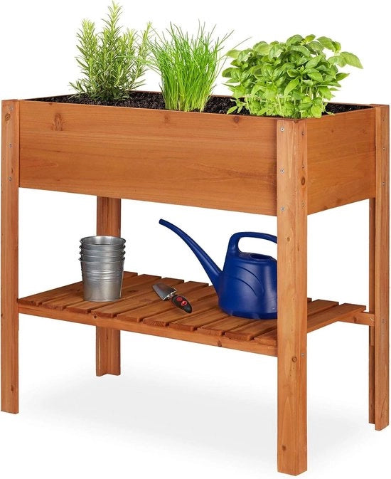 Scatola per piante in legno con cassetto di stoccaggio per piante - balcone terrazza giardino - orto erborista - 80 x 88 x 43,5 cm scatola per piante in legno laccato miele