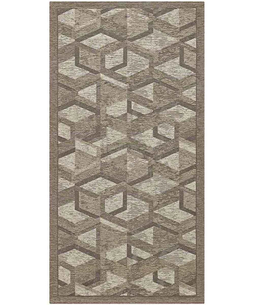 Tappeto HYPNOTIC marrone fango cm.55x190 moderno geometrico multiuso lavabile antiscivolo