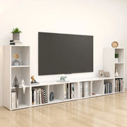 Mobili TV 4 pz Bianchi 107x35x37 cm in Legno Multistrato
