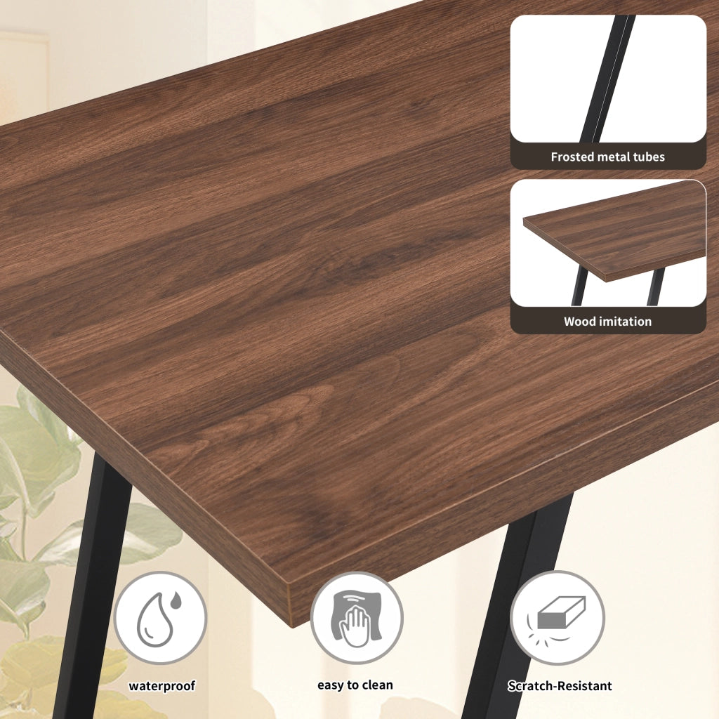 Scrivania lineare con 3 cassetti e organizer con supporto unità centrale per ufficio e studio marrone scuro 135.5 × 58 × 75 cm