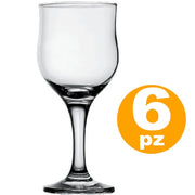 Trade Shop - Set 6pz Calici Calice Tulipe In Vetro 24cl Bicchieri Per Acqua Vino Rosso Bianco -