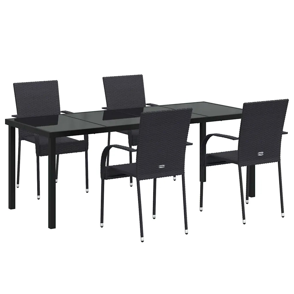 Set da Pranzo per Giardino 5 pcs Nero 3379407