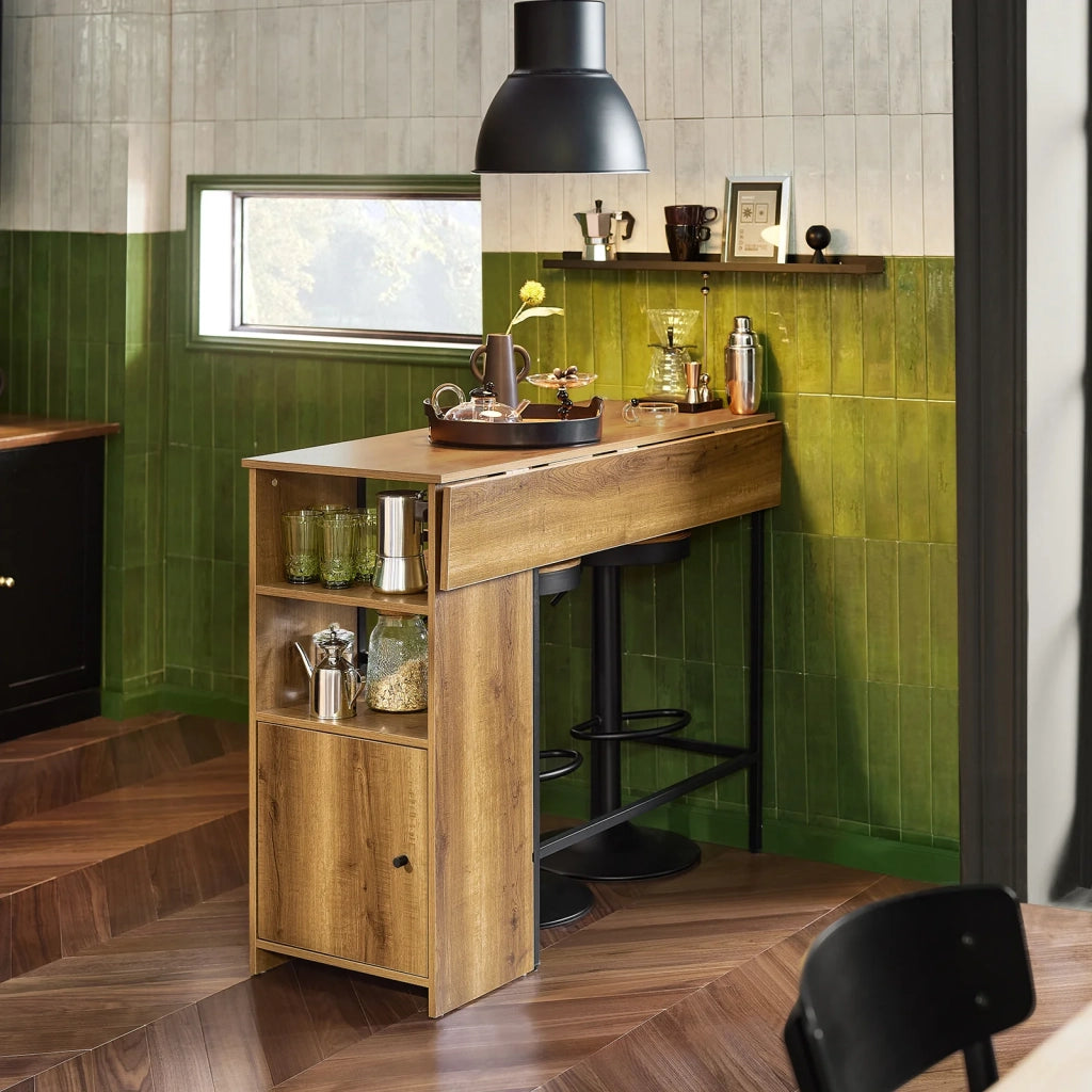 Bancone Bar Tavolo da pranzo con piano di lavoro espandibile Tavolo da balcone in design industriale 120x(45+18) x95 cm FWT98-PF SoBuy