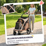 PASSEGGINO PER CANI pieghevole 50 cm 20 kg in alluminio marrone