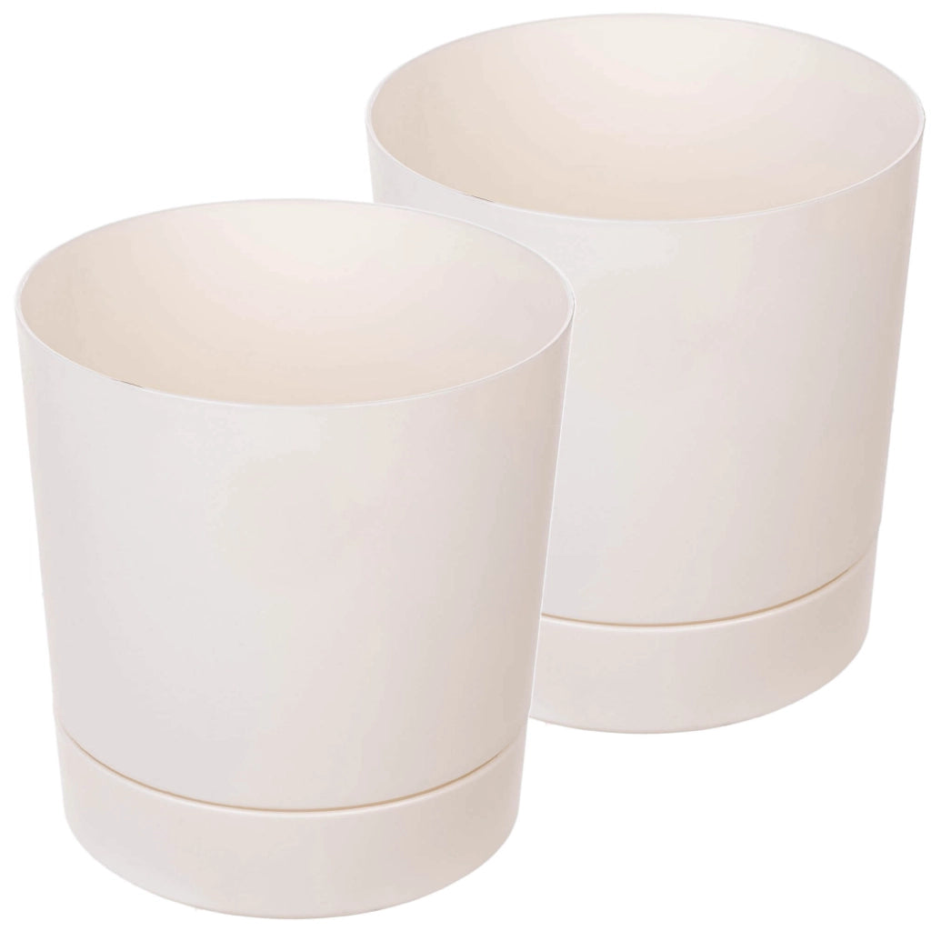 KADAX Vaso da fiori con coprivaso e sottovaso, rotondo, 14,5 cm, set da 2
