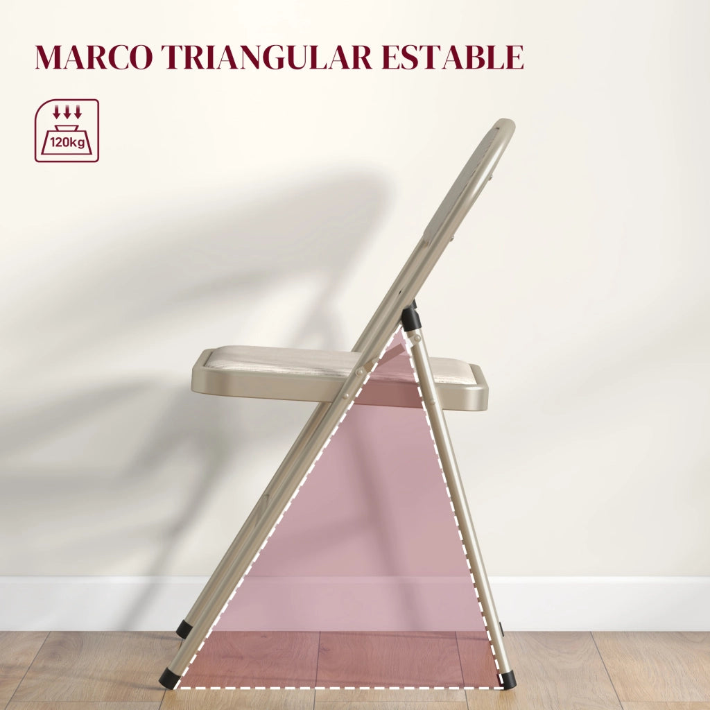 Set 4 Sedie Pieghevoli Imbottite Tessuto Lino Sintetico Struttura Acciaio Beige ¨C Xylo ¨C 45x46x78 cm