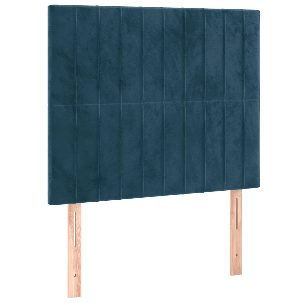 Letto a Molle con Materasso e LED Blu Scuro 90x200cm in Velluto