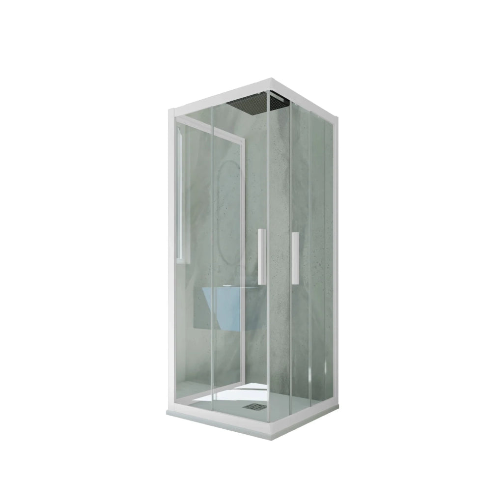 Box doccia 3 lati scorrevole 70x75x70 CM H 200 Vetro Trasparente Profilo Bianco Matt mod. Kolors Trio