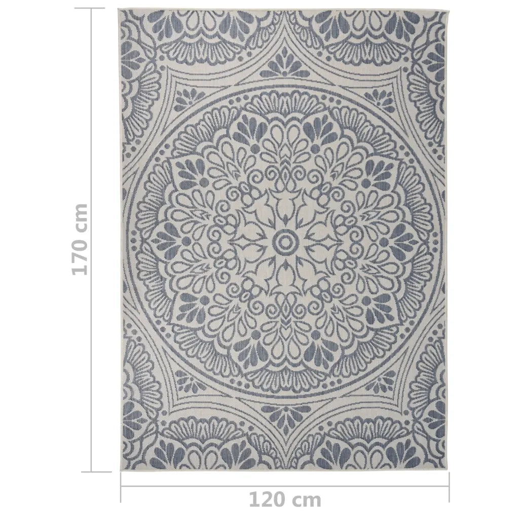 Tappeto da Esterni a Tessitura Piatta 120x170 cm Motivo Blu 340830