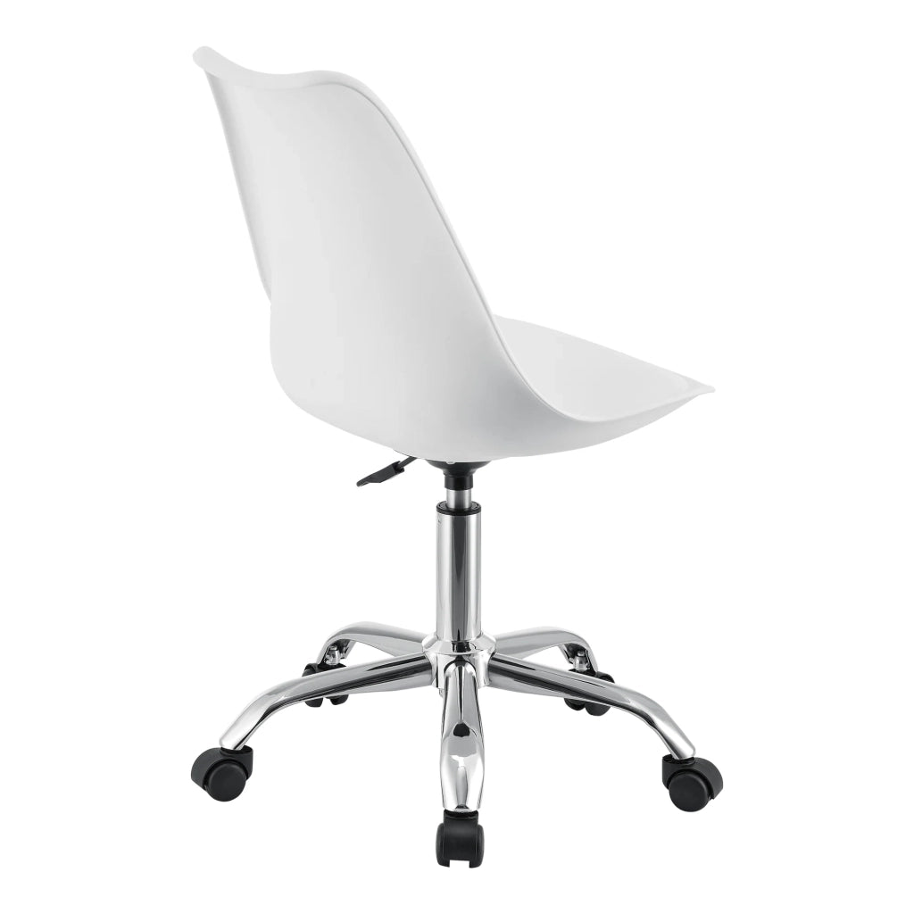 Sedia da ufficio con seduta imbottita 5 ruote girevole a 360° e regolabile in altezza metallo bianco 03_0004996