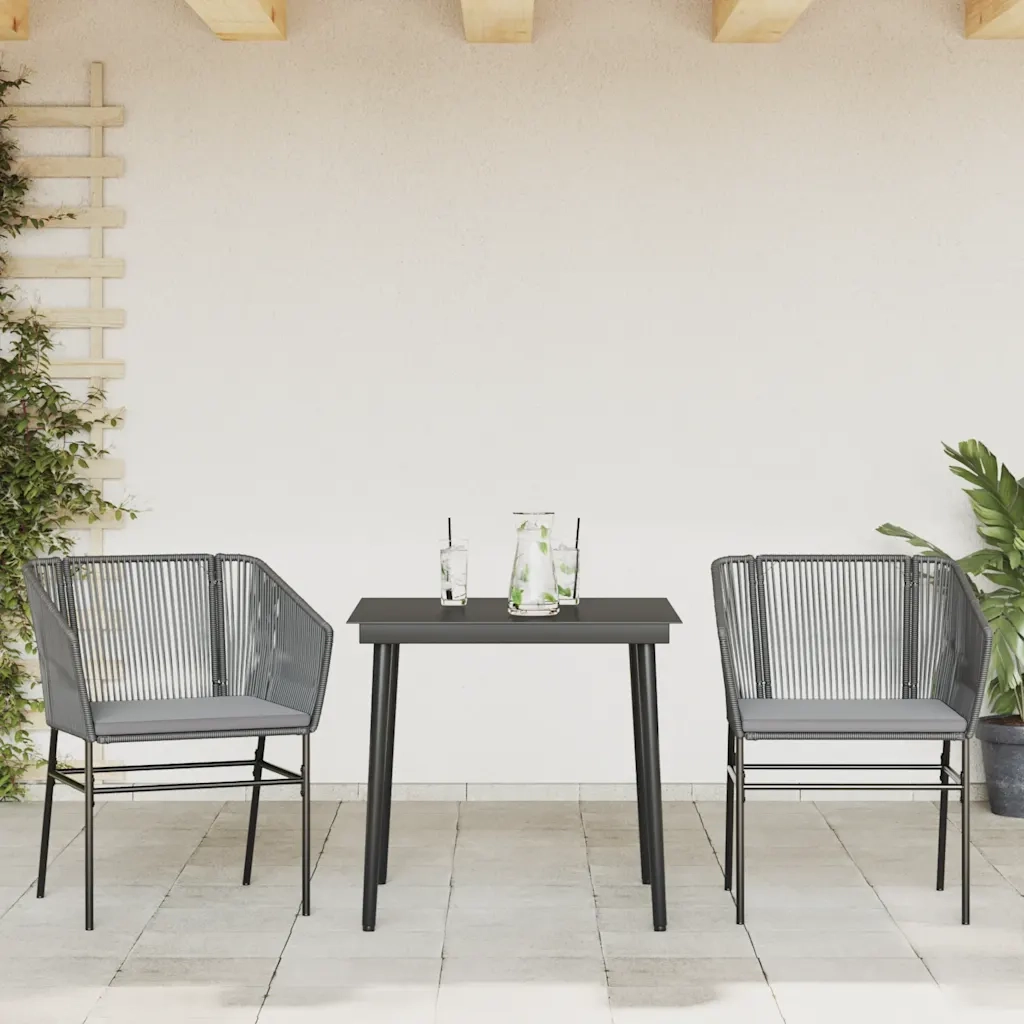 vidaXL Set da Pranzo da Giardino 3 pz con Cuscini in Polyrattan Vetro
