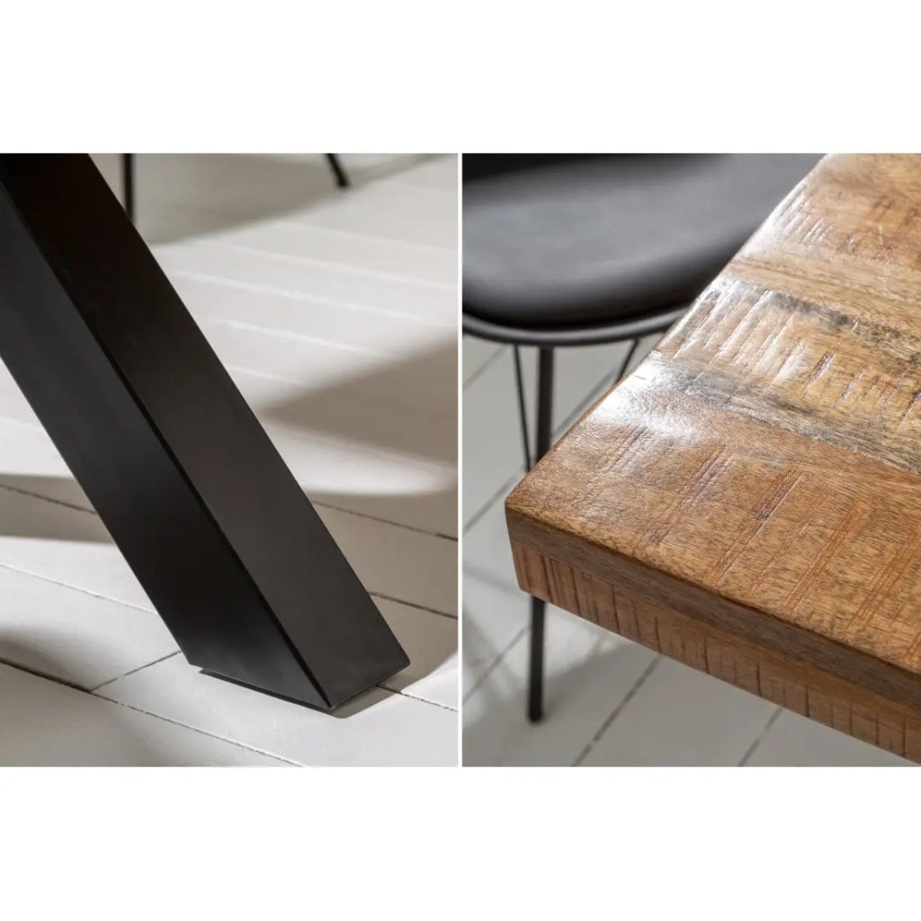 Tavolo da pranzo LODEN – Legno massiccio di mango verniciato – 240 cm – Stile industriale