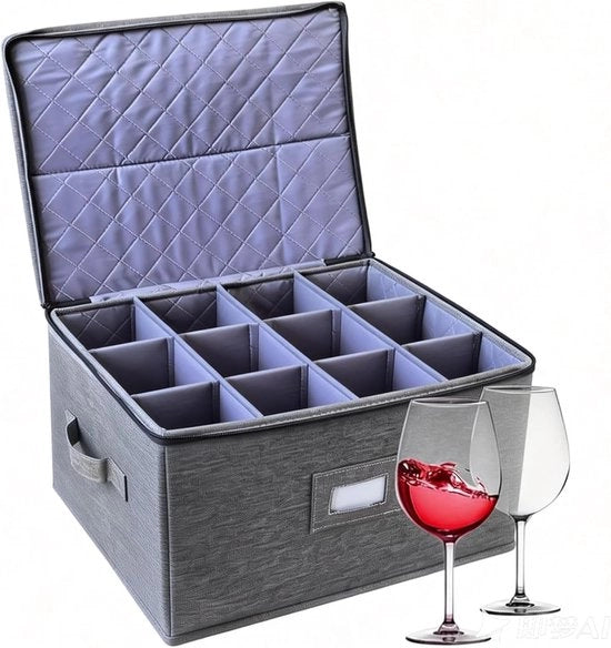 Scatola di Stoccaggio in Vetro - Servizio di Stoccaggio - Stoccaggio per Traslochi - Con Cassetti Rimovibili - 43x31x25 cm - Grigio