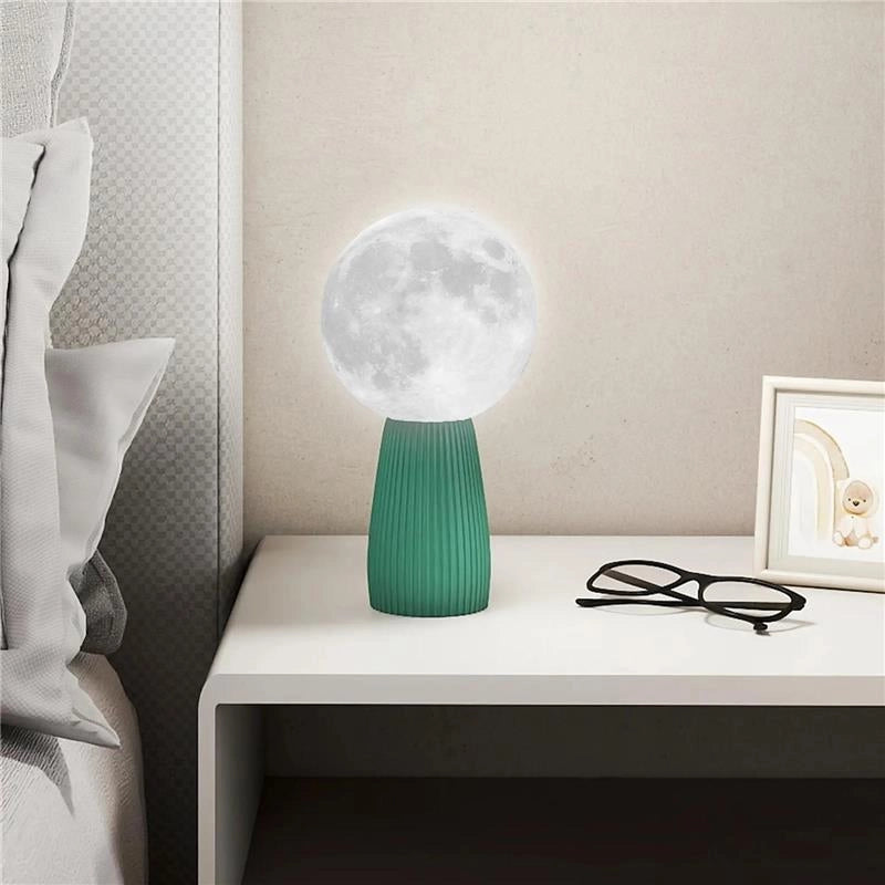 LAMPADA DA TAVOLO A FORMA DI LUNA E 3 COLORI CON 10 LUMINOSITÓ, IN ABS, Ï15X28 CM, BIANCO E VERDE SCURO