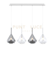 SOSPENSIONE BIANCO 4 LUCI RETTANGOLARE VETRI 2X TR + 2X FU 1177BI-S4 R-TF