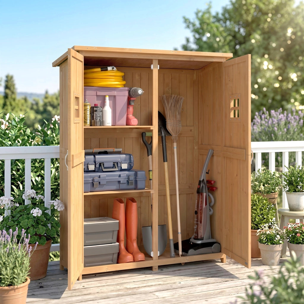 Armadio da Giardino in Legno ¨C zephmum ¨C 127.5x50x164 cm Natural