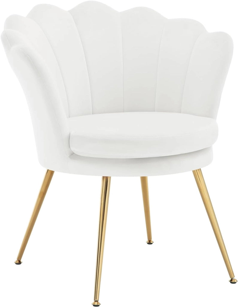 Poltrona Relax a Forma di Petalo, Poltrona Reclinabile per Camera da Letto, Salotto, con Gambe in Metallo, Portata 150 kg, Bianco