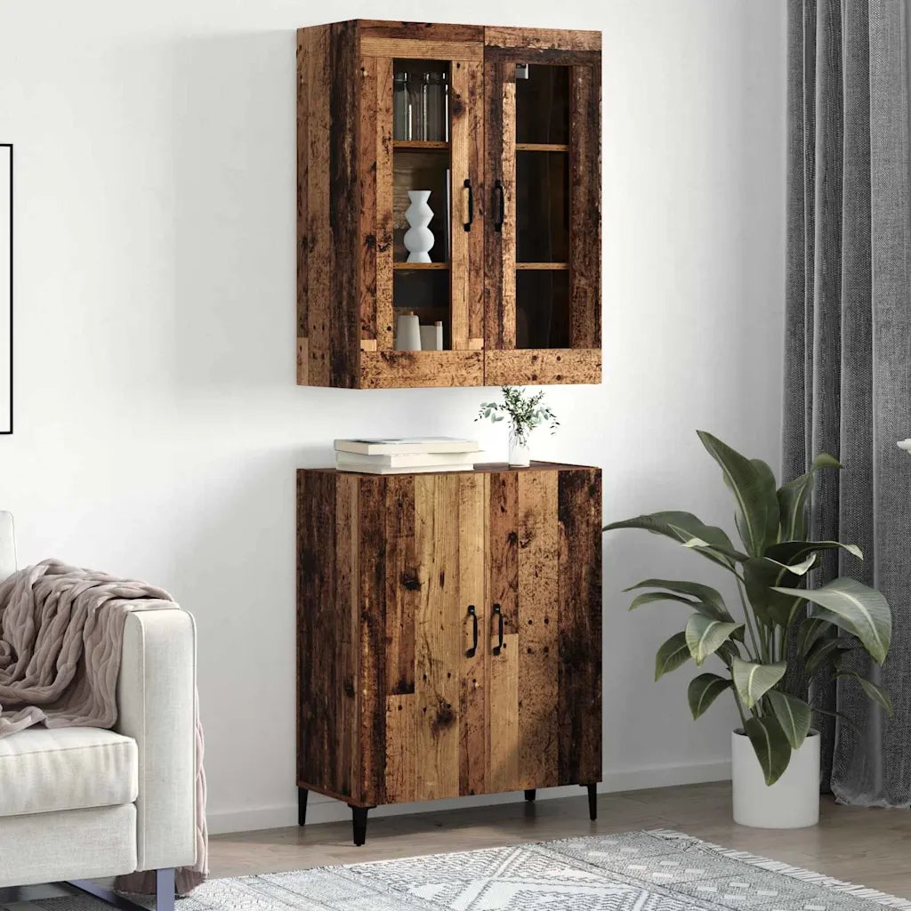 Credenza 2 pcs Legno vecchio Legno multistrato