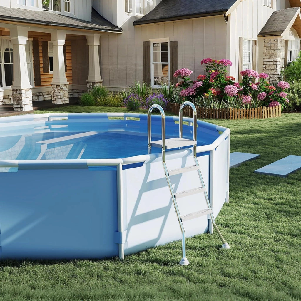 Scala per piscina in acciaio inox, 3 livelli, altezza 120 cm, scala di sicurezza per piscina con pedali e piedi antiscivolo
