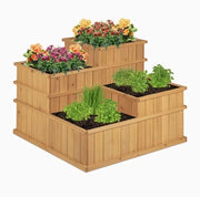 Piantiera in legno naturale dimensioni 81 x 61 x 81 cm per giardino balcone e terrazzo