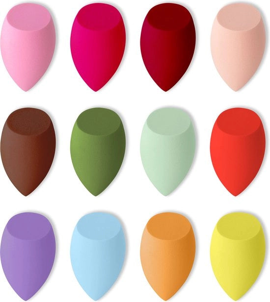 Spongi di applicazione per fondotinta - 12 pezzi - Spongi morbide - Perfette per la pelle - Applicatore per fondotinta - Latex libero - Spongia per fondotinta - Applicatore per il trucco - 12 pezzi
