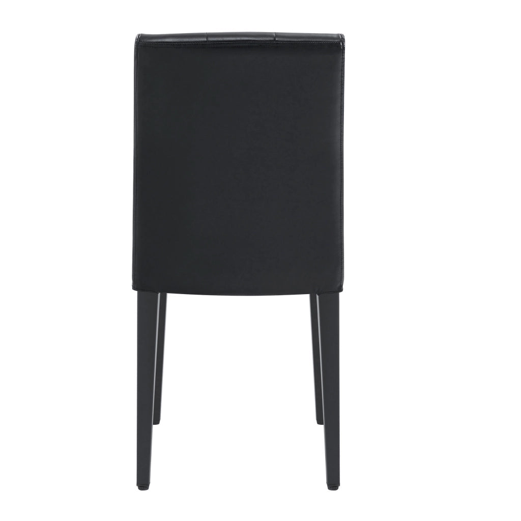 Sedie da sala da pranzo set da 4 con schienale trapuntato imbottitura ergonomica gambe in metallo opaco PU nero