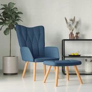 Poltrona Relax con Poggiapiedi Blu in Tessuto 327538