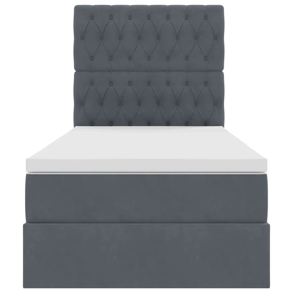 Letto con contenitore e materasso Grigio scuro 90 x 190 cm