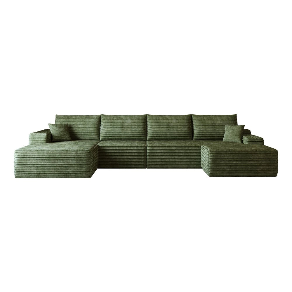 Divano angolare con Chaise Longue ¨C Minimal ¨C verde velluto 340cm