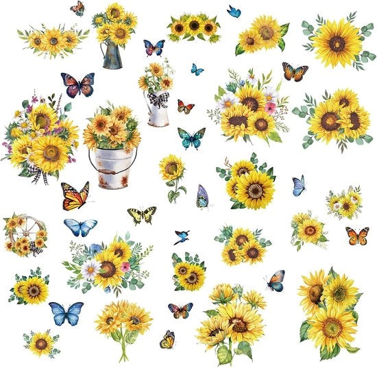 Decorazioni per la finestra e la parete Zonnebloem Thema Lente Zomer - 8 stili - 8 fogli - Decals per finestra, parete, porta e frigorifero - Ideali per la camera da letto, soggiorno e cucina.