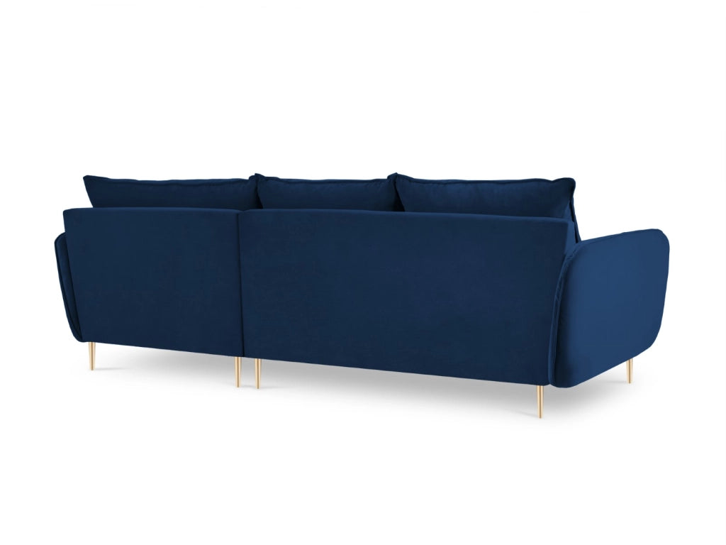 Cosmopolitan Design - Divano angolare destro "Vienna" 5 posti in velluto blu reale 