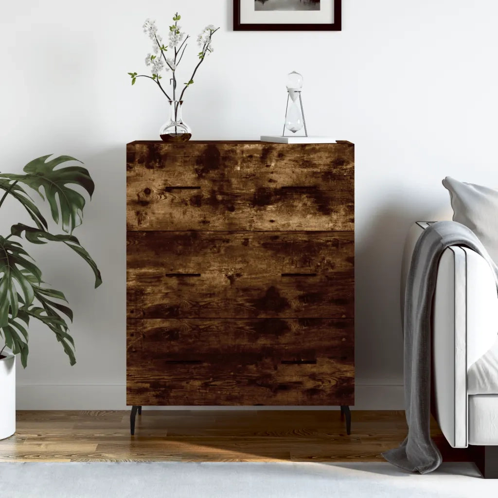 Credenza Rovere Fumo 69,5x34x90 cm in Legno Multistrato 827873