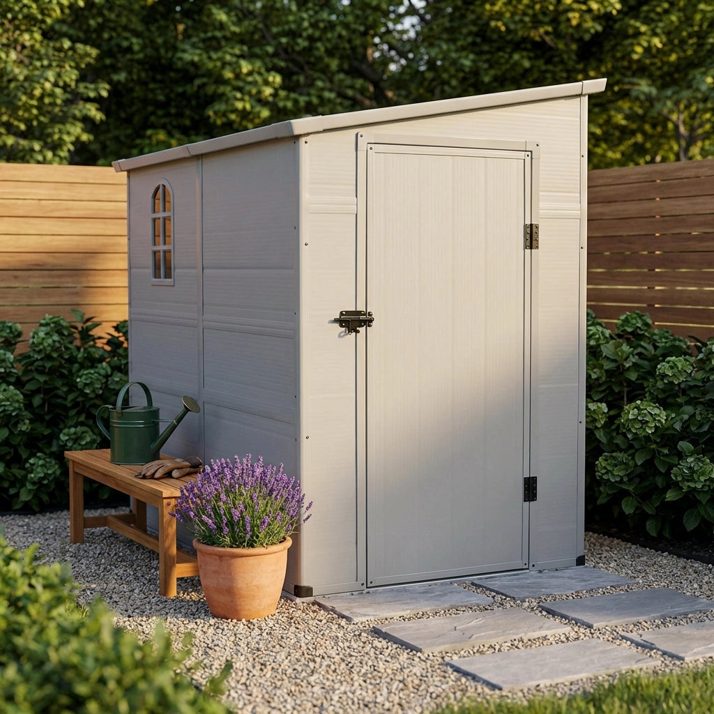 Casetta Porta Attrezzi da Giardino in Plastica cm 143x247x194 - REX