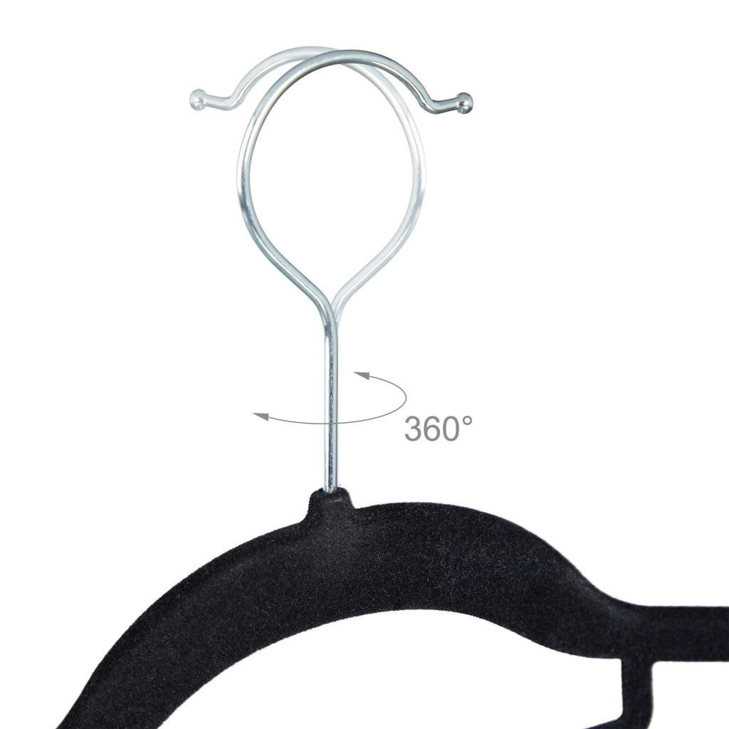 Set di 20 grucce antiscivolo in velluto per cappotti pantaloni abiti e vestiti nero 20 13_0000767