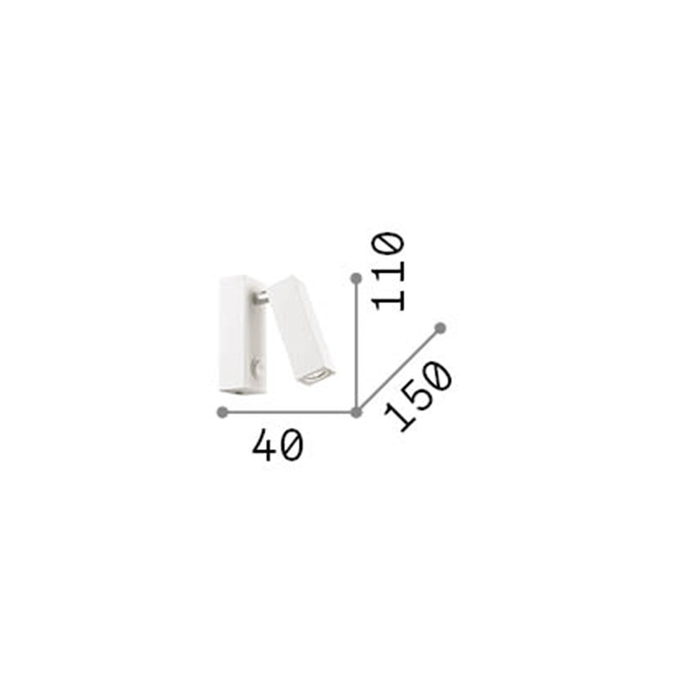 Applique Moderna Square Page Metallo Nero Led 3W 3000K Luce Calda