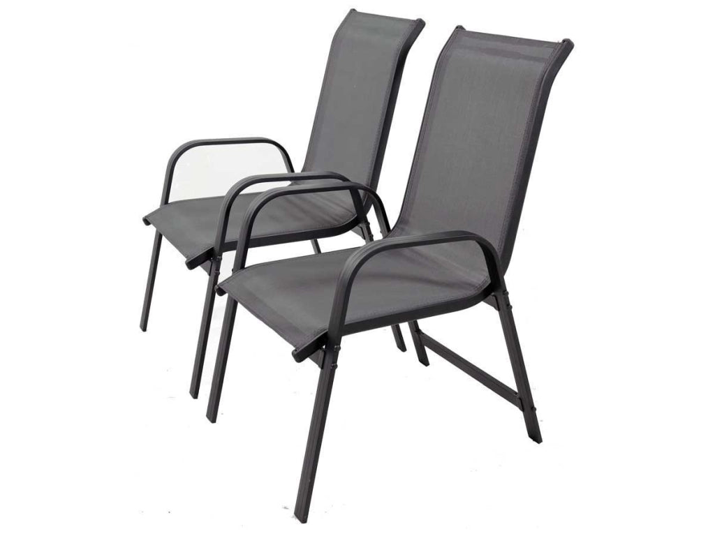 Sedia da giardino in alluminio e textilene PORTO - Phoenix - Grigio scuro - 2 pezzi
