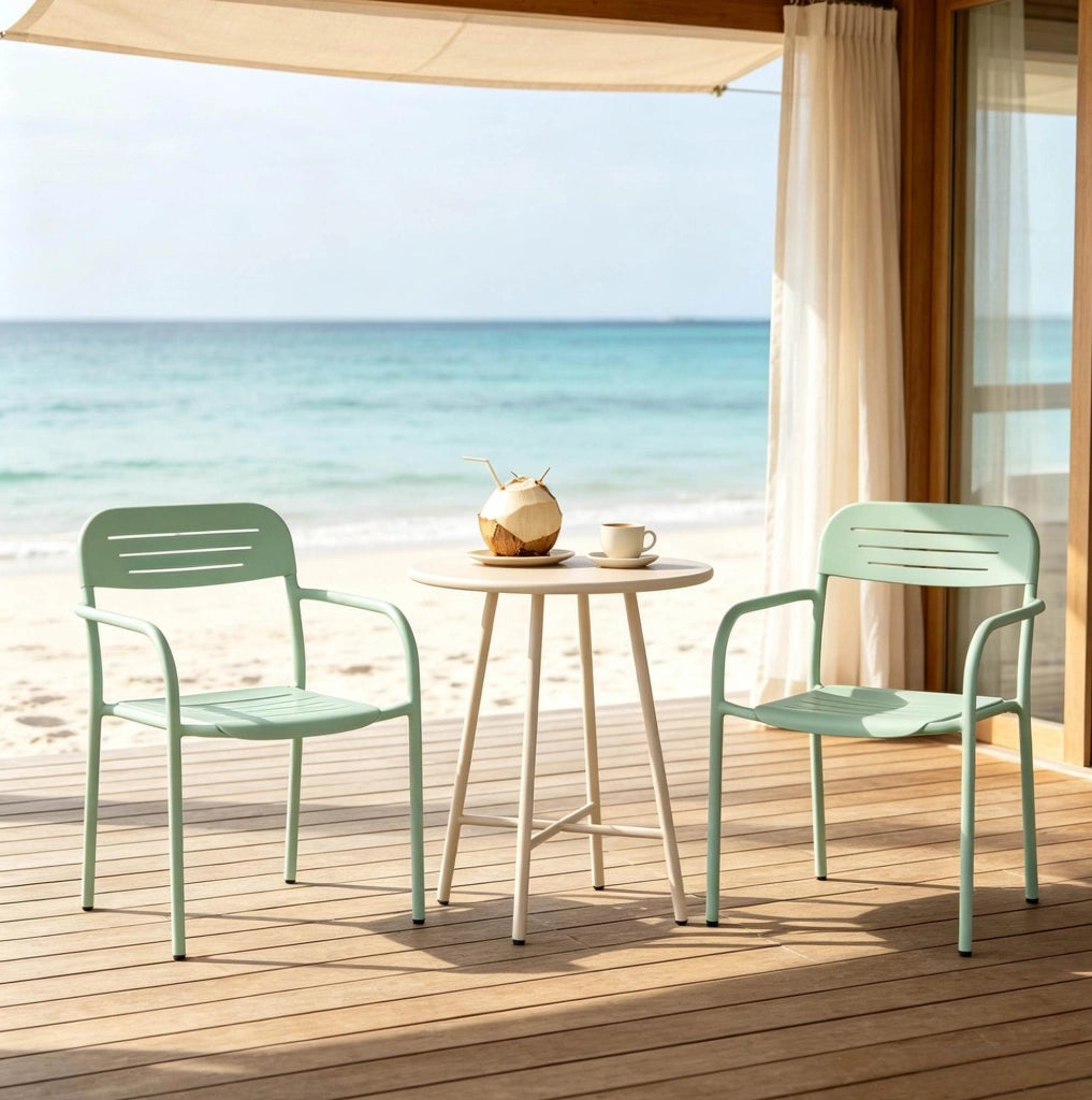 Set di 2 sedie da giardino impilabili in metallo verde 56 x 58 x 78 cm