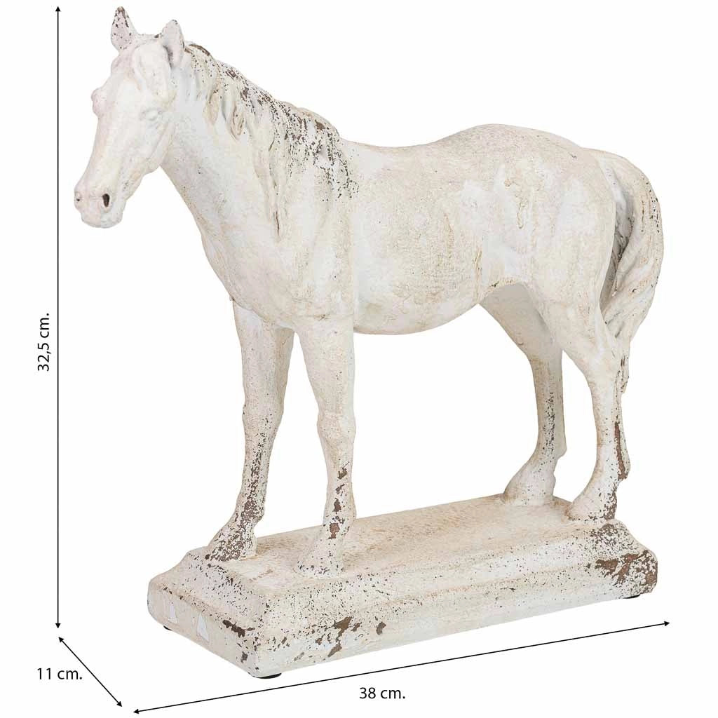 Statuetta decorativa a forma di cavallo in resina bianca, 38 x 11 x 32,5 cm (altezza)