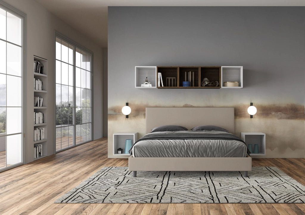 Letto Matrimoniale 160x190 cm con Rete Naspy Tortora